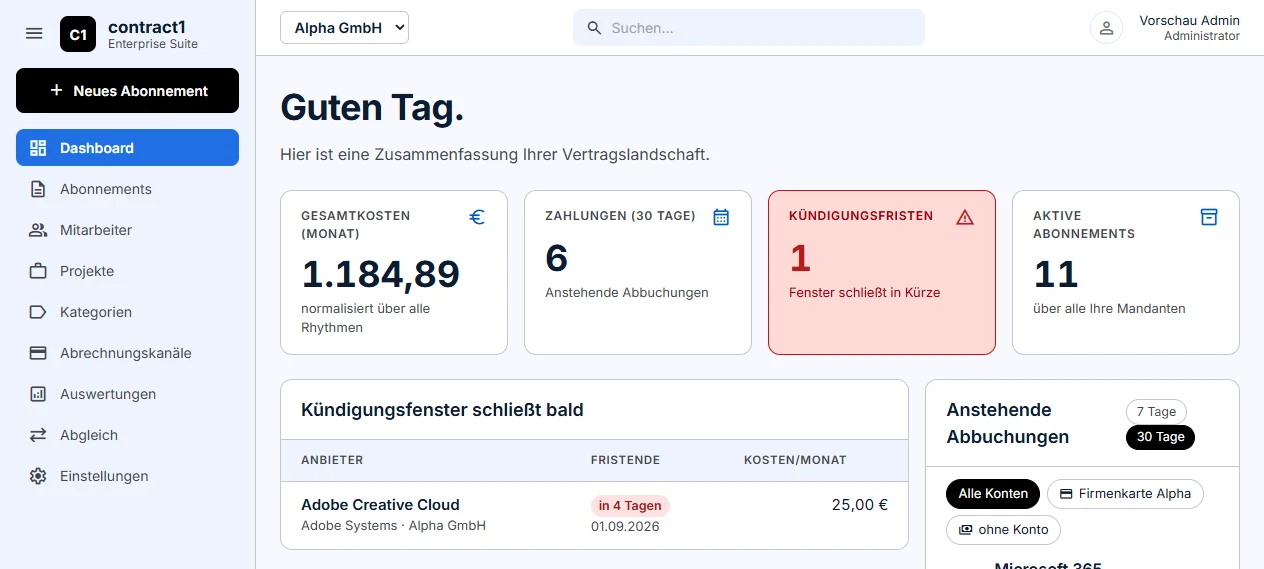 Contract1 Dashboard